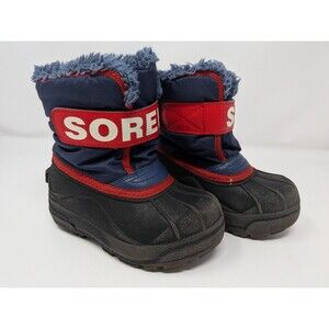 Sorel Snow Commander Toddler 9 Winter Boots Blue Red Waterproof Fleece Lined